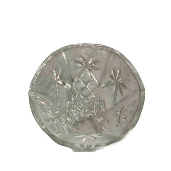 Vintage Crystal Starburst Anchor Hocking Star of David Vase 8.5” Cut Glass Hexa - Picture 5 of 13